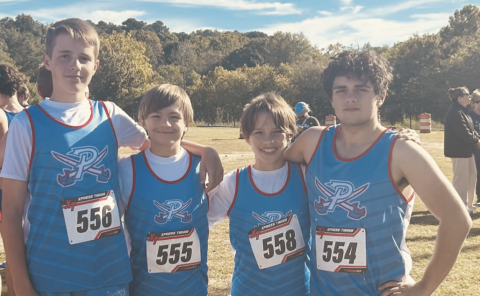 Pirates: Tyler Shires, John Henry Robbins, Ryder Turnipseed and Rilee Reed prior to the Husky Challenge in Trussville
